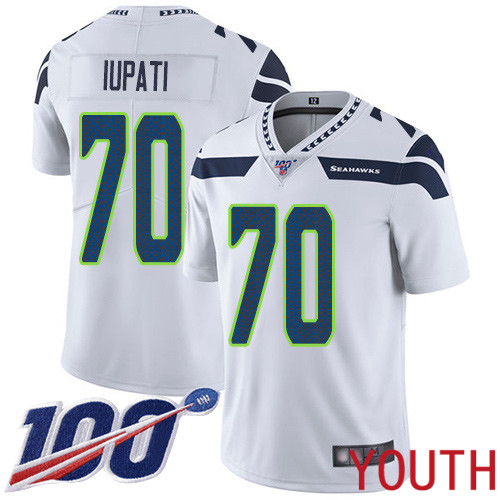Seattle Seahawks Limited White Youth Mike Iupati Road Jersey NFL Football #70 100th Season Vapor Untouchable->seattle seahawks->NFL Jersey